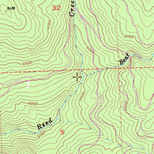 Topographic Map of Bear Creek, CA