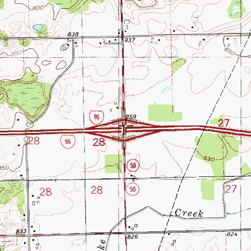 Topographic Map of Interchange 52, MI