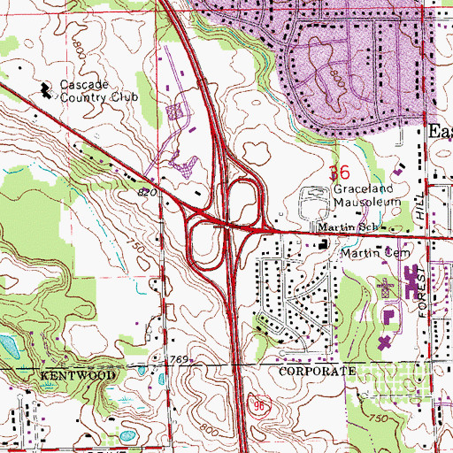 Topographic Map of Interchange 40, MI