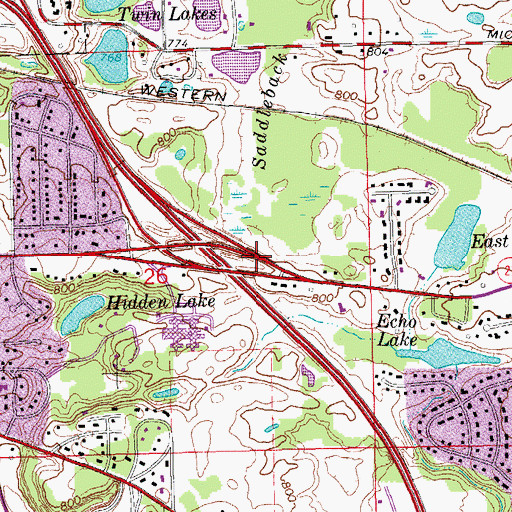 Topographic Map of Interchange 39, MI