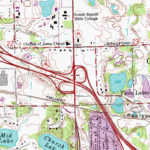 Topographic Map of Interchange 38, MI