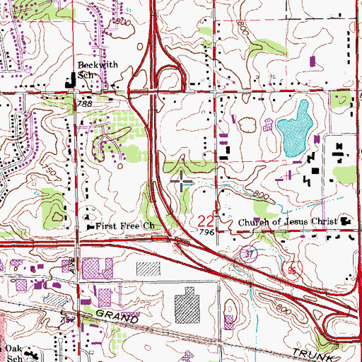 Topographic Map of Interchange 37, MI