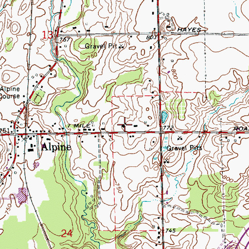 Topographic Map of Emmanuel Baptist Church, MI