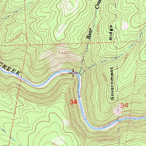 Topographic Map of Bear Creek, CA
