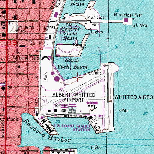 Topographic Map of Albert Whitted Park, FL