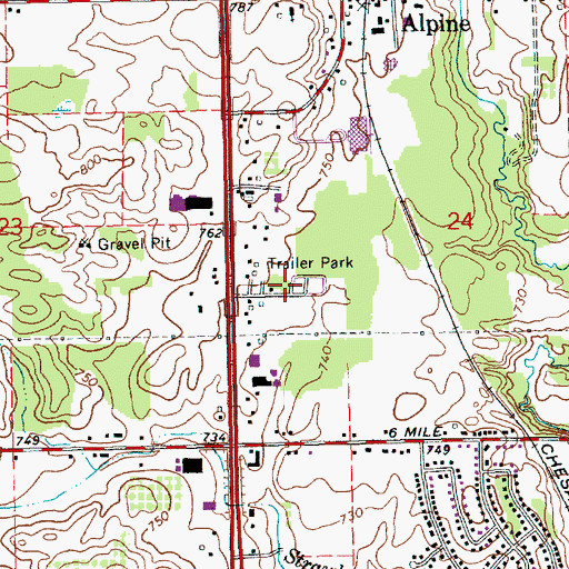 Topographic Map of Pine Aire Mobile Home Park, MI