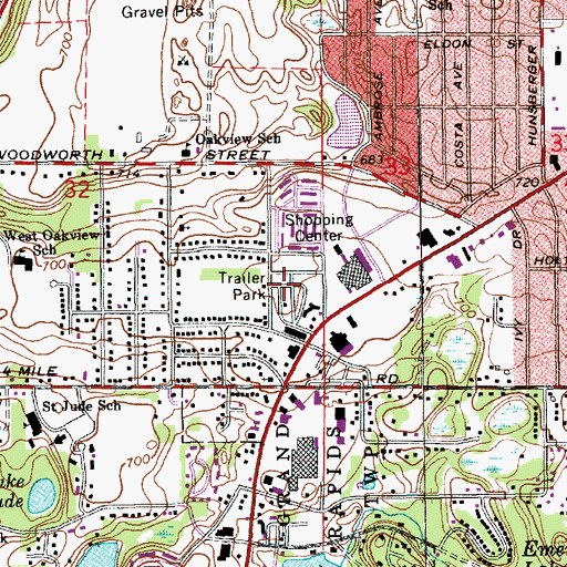 Topographic Map of Hilltop Mobile Home Park, MI