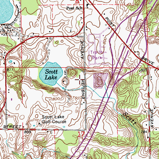 Topographic Map of Plainfield Christian Church, MI