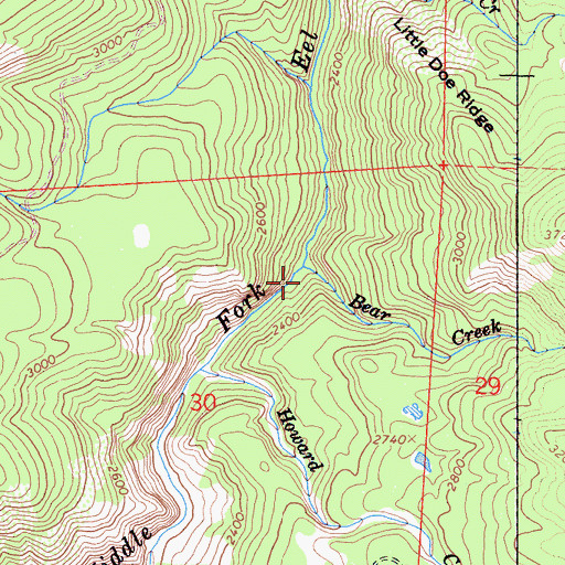 Topographic Map of Bear Creek, CA