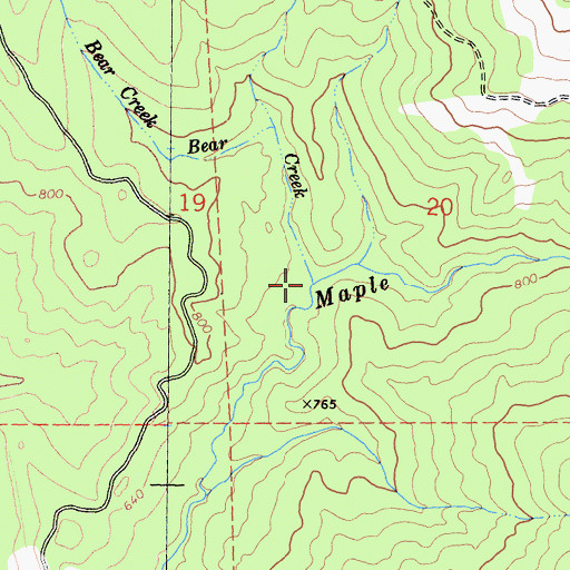Topographic Map of Bear Creek, CA