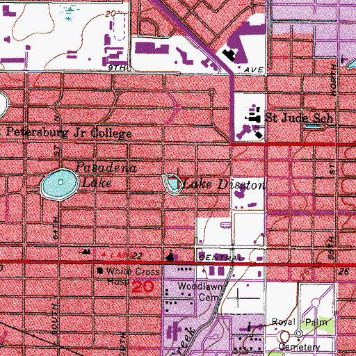 Topographic Map of Disston Lake Park, FL