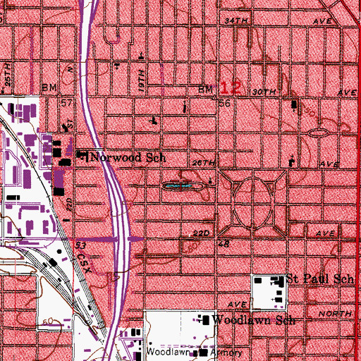 Topographic Map of Euclid Lake Park, FL