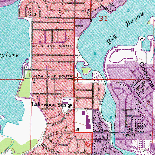 Topographic Map of Grandview Park, FL