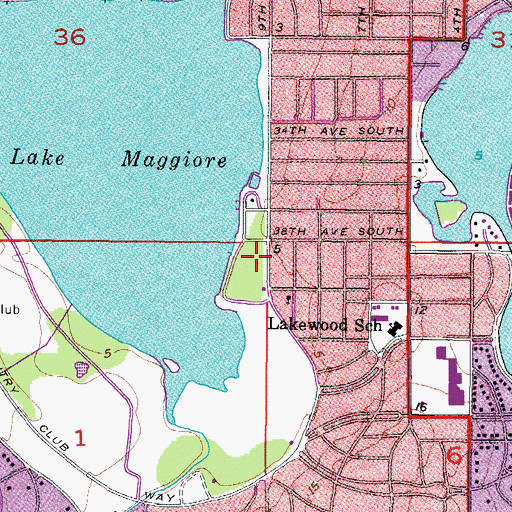 Topographic Map of Lake Maggiore Park, FL