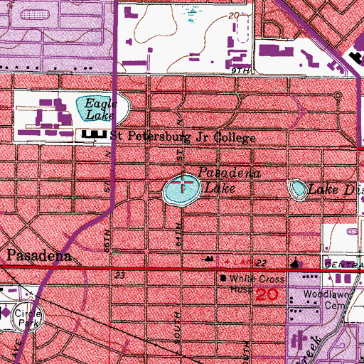 Topographic Map of Lake Pasadena Park, FL