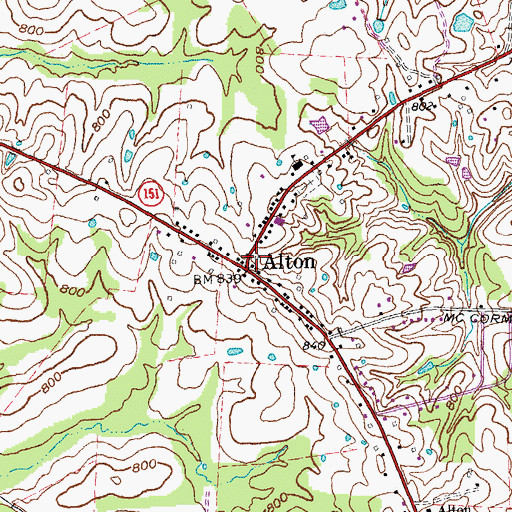 Topographic Map of Alton Post Office (historical), KY