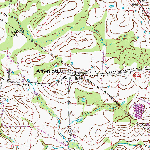 Topographic Map of Alton Railroad Station (historical), KY