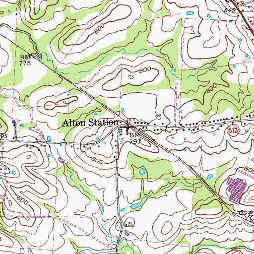 Topographic Map of Alton Station Post Office (historical), KY
