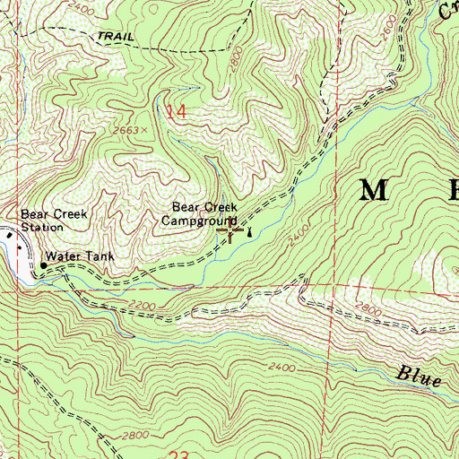 Topographic Map of Bear Creek Campground, CA