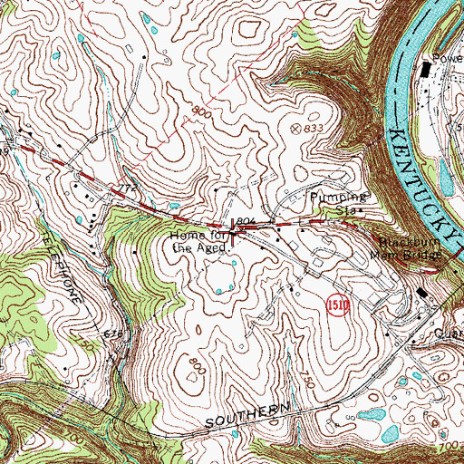 Topographic Map of Anderson County Home for the Aged (historical), KY
