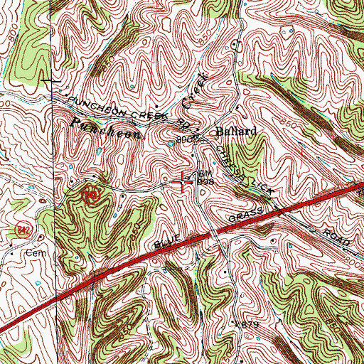 Topographic Map of Ballard Baptist Church (historical), KY