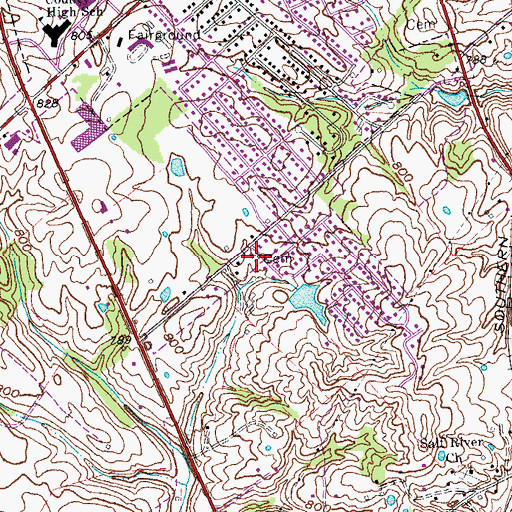 Topographic Map of Carpenter Lane Graveyard, KY