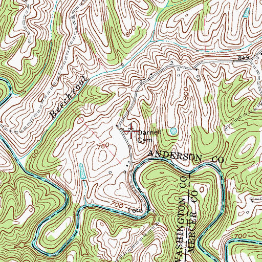 Topographic Map of Darnell Cemetery, KY