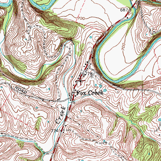 Topographic Map of Fox Creek Christian Church, KY