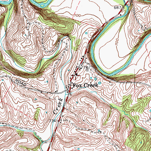 Topographic Map of Fox Creek School (historical), KY