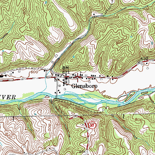 Topographic Map of Glensboro Post Office (historical), KY