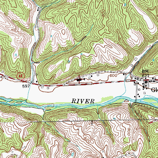 Topographic Map of Glensboro School (historical), KY