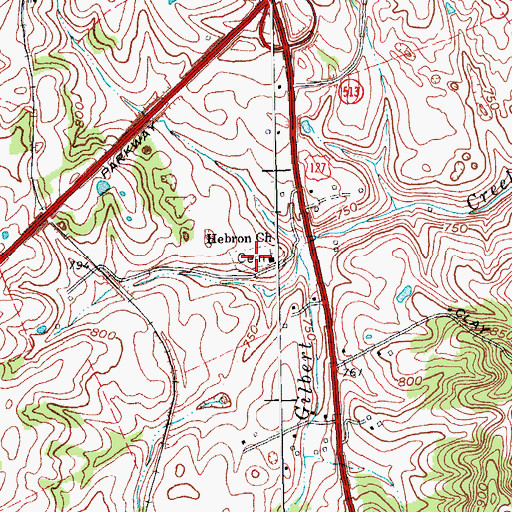 Topographic Map of Hebron Church Cemetery, KY