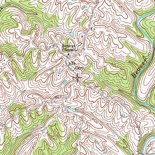 Topographic Map of Leathers Store Post Office (historical), KY