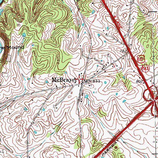 Topographic Map of McBrayer Post Office (historical), KY