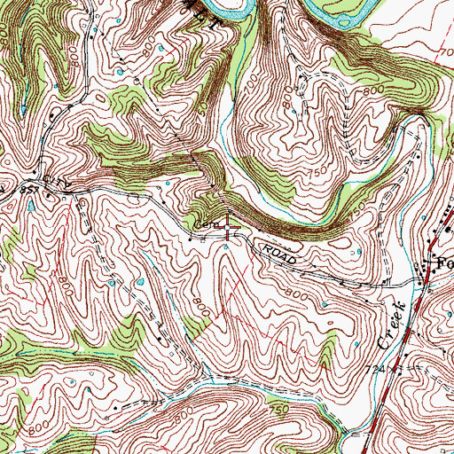 Topographic Map of Mullins Cemetery, KY