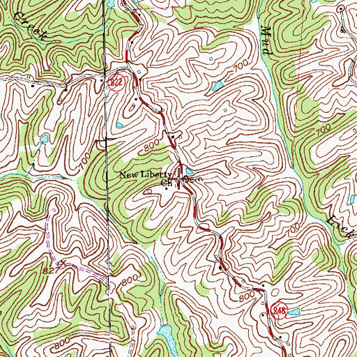 Topographic Map of New Liberty Church Cemetery, KY