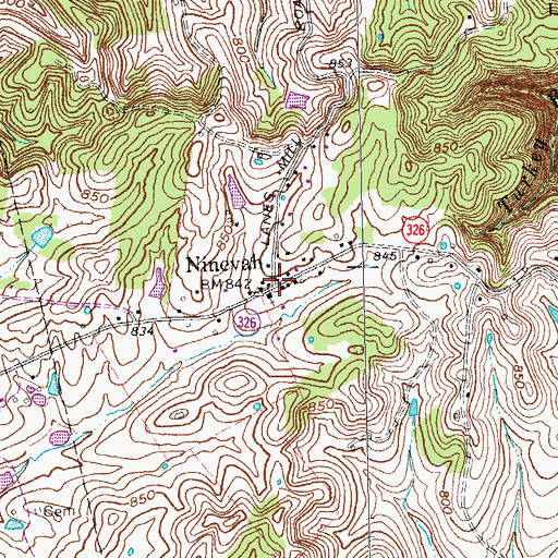 Topographic Map of Nineveh Post Office (historical), KY