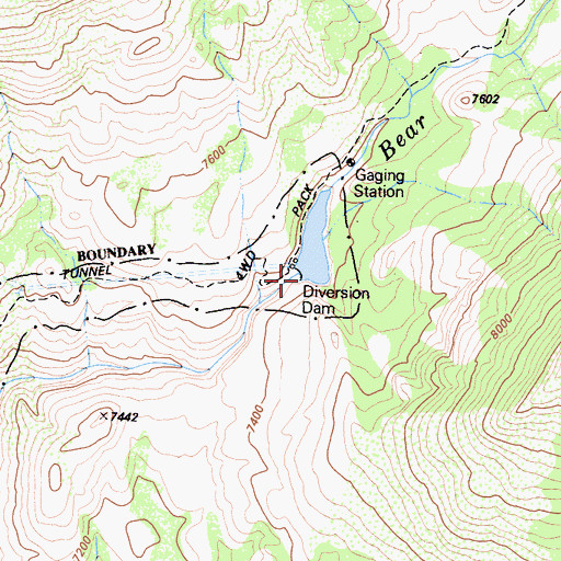 Topographic Map of Bear Diversion Dam, CA