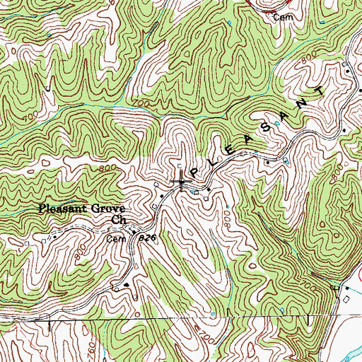 Topographic Map of Pleasant Grove School (historical), KY