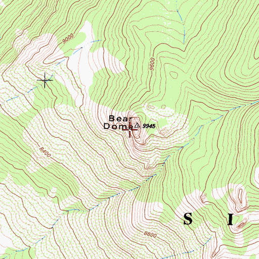 Topographic Map of Bear Dome, CA