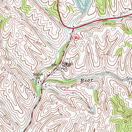 Topographic Map of Sinai Post Office (historical), KY