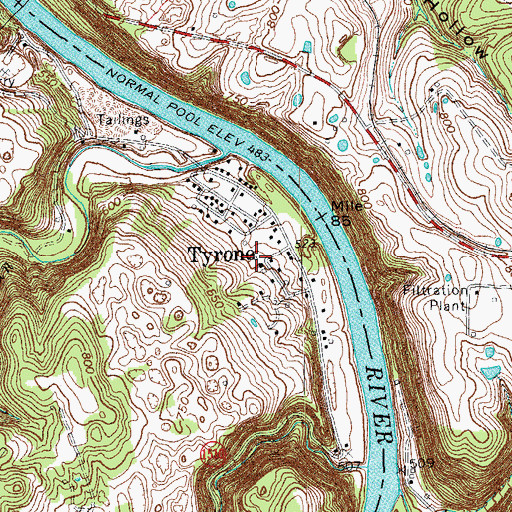 Topographic Map of Tyrone Post Office (historical), KY