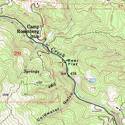 Topographic Map of Bear Flat, CA
