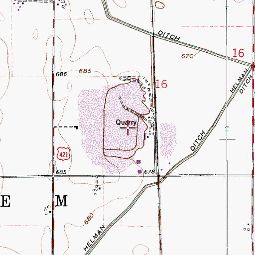 Topographic Map of Francesville Quarry, IN
