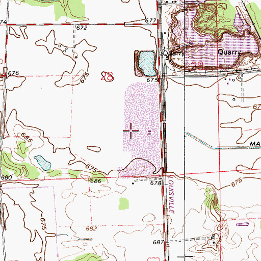 Topographic Map of Monon Quarry, IN