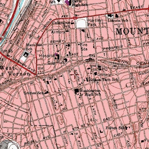 Topographic Map of Biltmore Theater (historical), NY