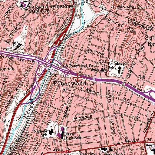 Topographic Map of Parkway Theater (historical), NY