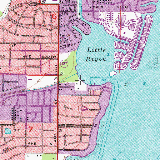Topographic Map of Little Bayou Park, FL