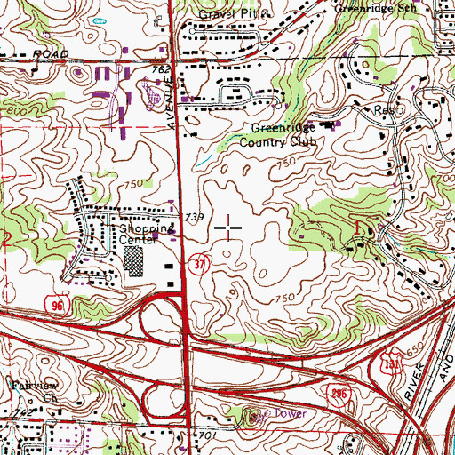 Topographic Map of Green Ridge Square Shopping Center, MI