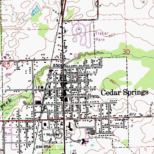 Topographic Map of Free Methodist Church, MI